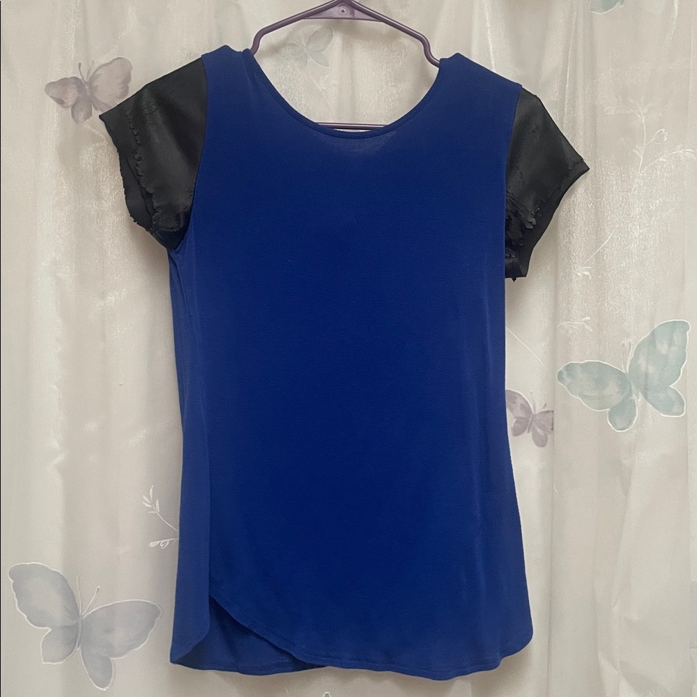 Royal Blue and Black Blouse